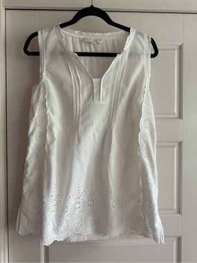White Eyelet Sleeveless Women’s Top